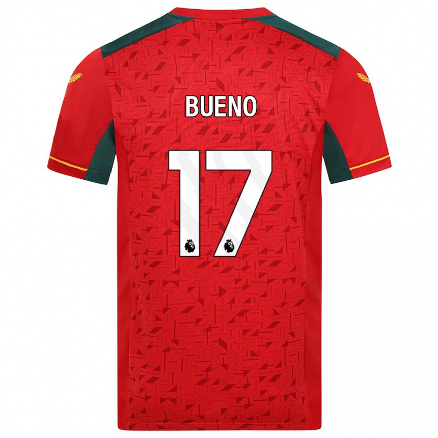 Damen Fußball Hugo Bueno #17 Rot Auswärtstrikot Trikot 2023/24 T-Shirt Luxemburg