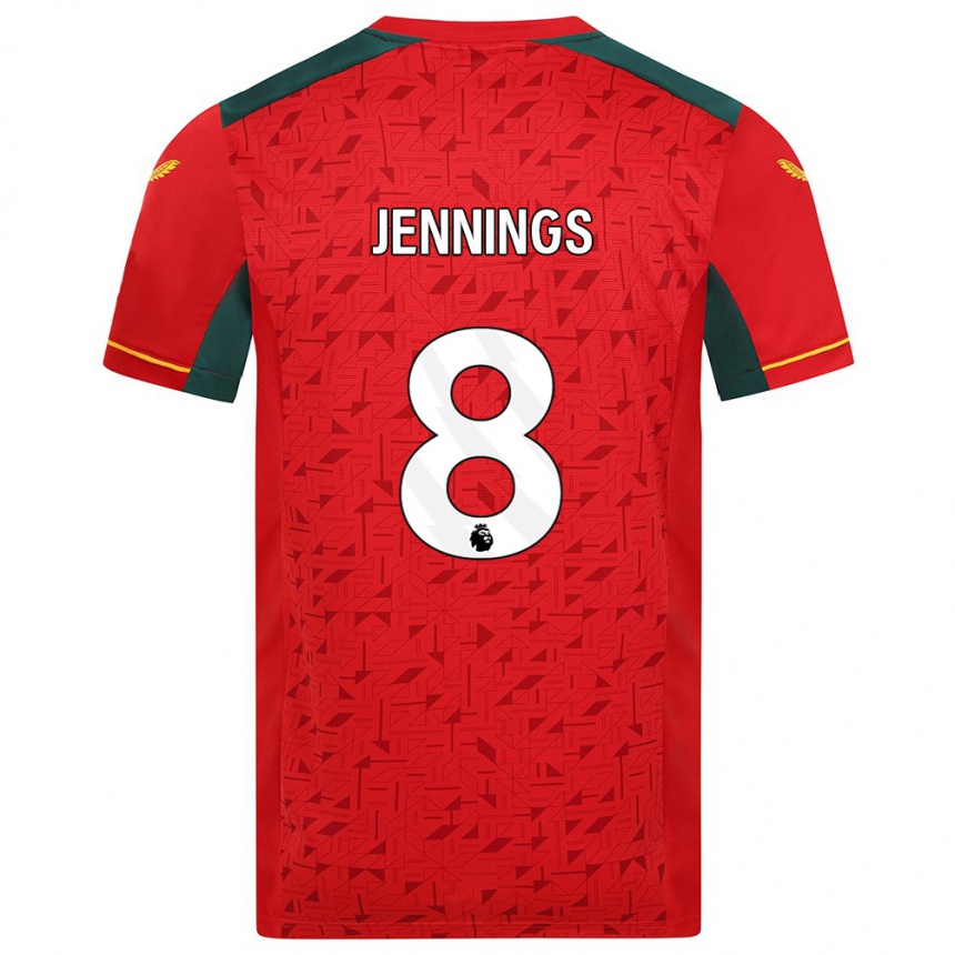 Damen Fußball Shannie Jennings #8 Rot Auswärtstrikot Trikot 2023/24 T-Shirt Luxemburg