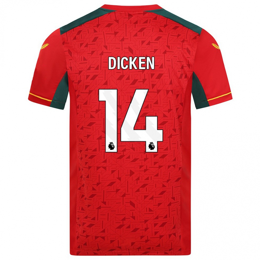 Damen Fußball Amy Dicken #14 Rot Auswärtstrikot Trikot 2023/24 T-Shirt Luxemburg