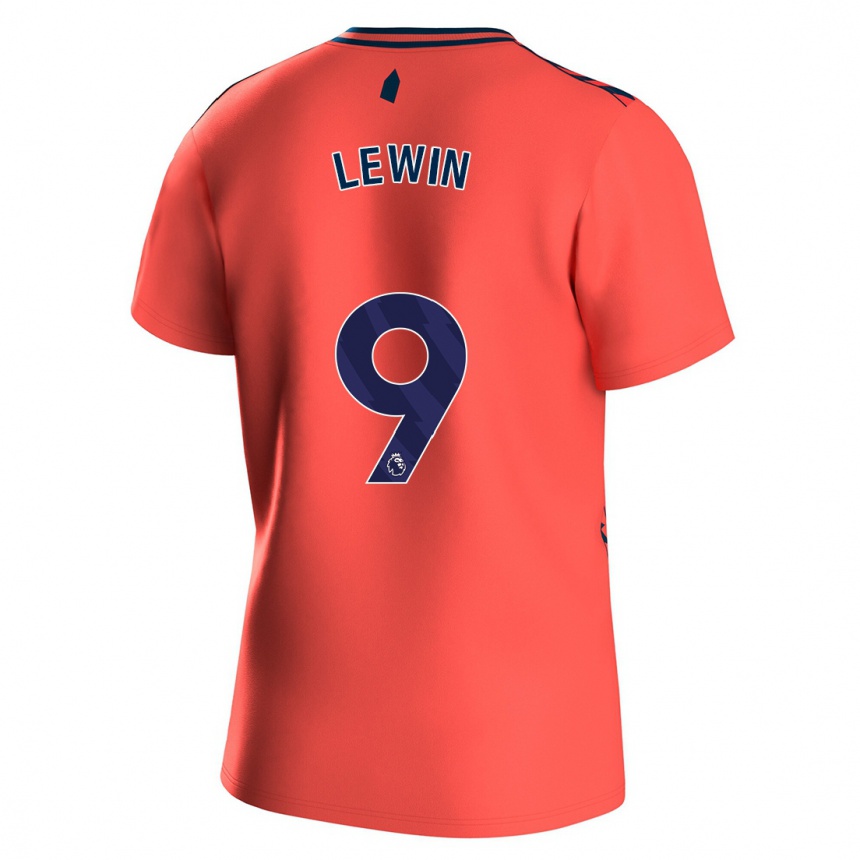 Damen Fußball Dominic Calvert-Lewin #9 Koralle Auswärtstrikot Trikot 2023/24 T-Shirt Luxemburg