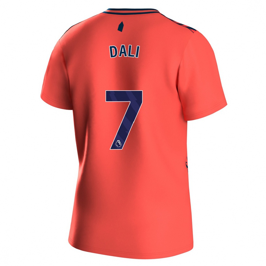 Damen Fußball Kenza Dali #7 Koralle Auswärtstrikot Trikot 2023/24 T-Shirt Luxemburg