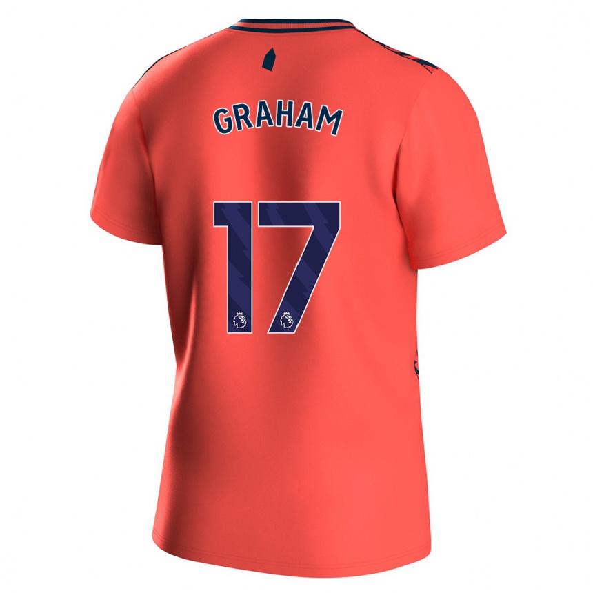 Damen Fußball Lucy Graham #17 Koralle Auswärtstrikot Trikot 2023/24 T-Shirt Luxemburg