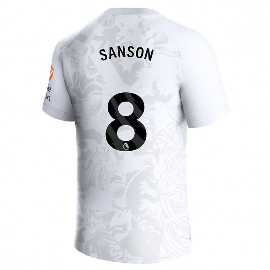 Damen Fußball Morgan Sanson #8 Weiß Auswärtstrikot Trikot 2023/24 T-Shirt Luxemburg