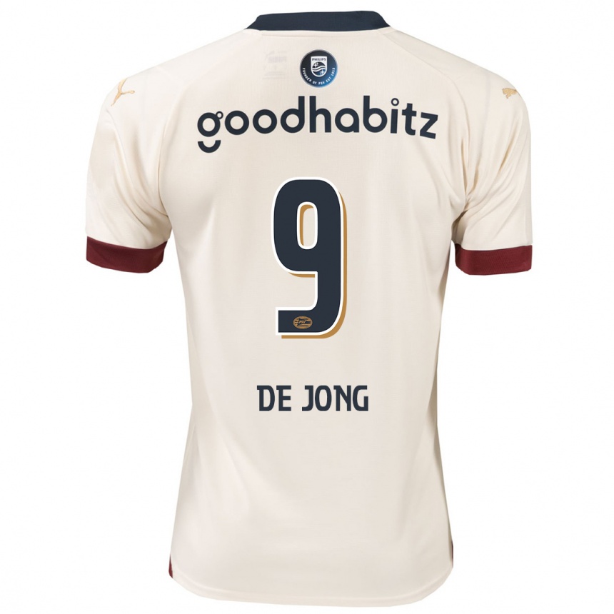 Damen Fußball Luuk De Jong #9 Cremefarben Auswärtstrikot Trikot 2023/24 T-Shirt Luxemburg