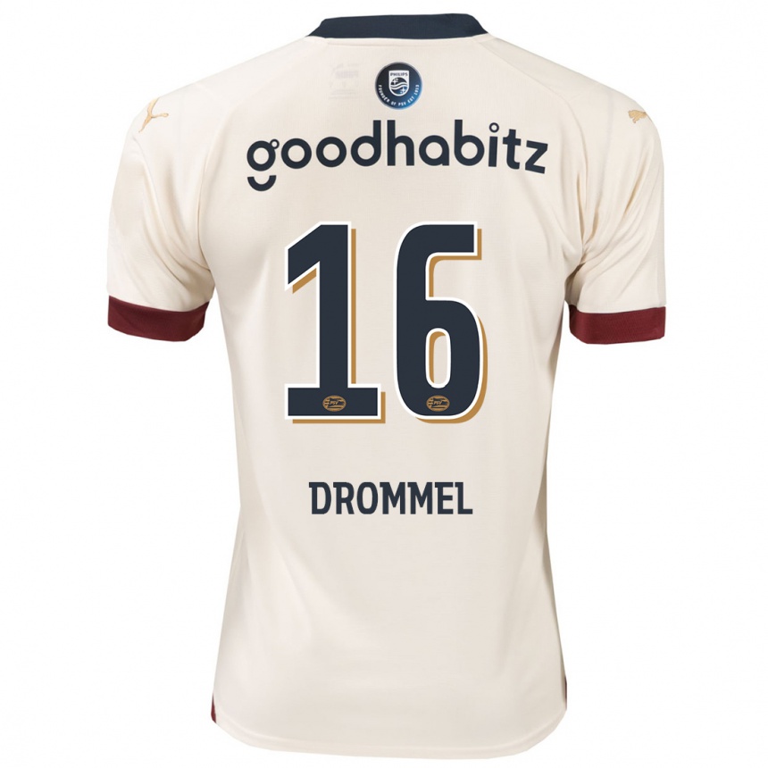 Damen Fußball Joël Drommel #16 Cremefarben Auswärtstrikot Trikot 2023/24 T-Shirt Luxemburg