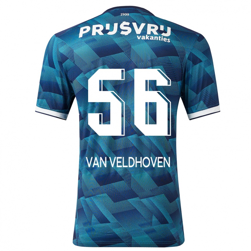 Damen Fußball Kars Van Veldhoven #56 Blau Auswärtstrikot Trikot 2023/24 T-Shirt Luxemburg