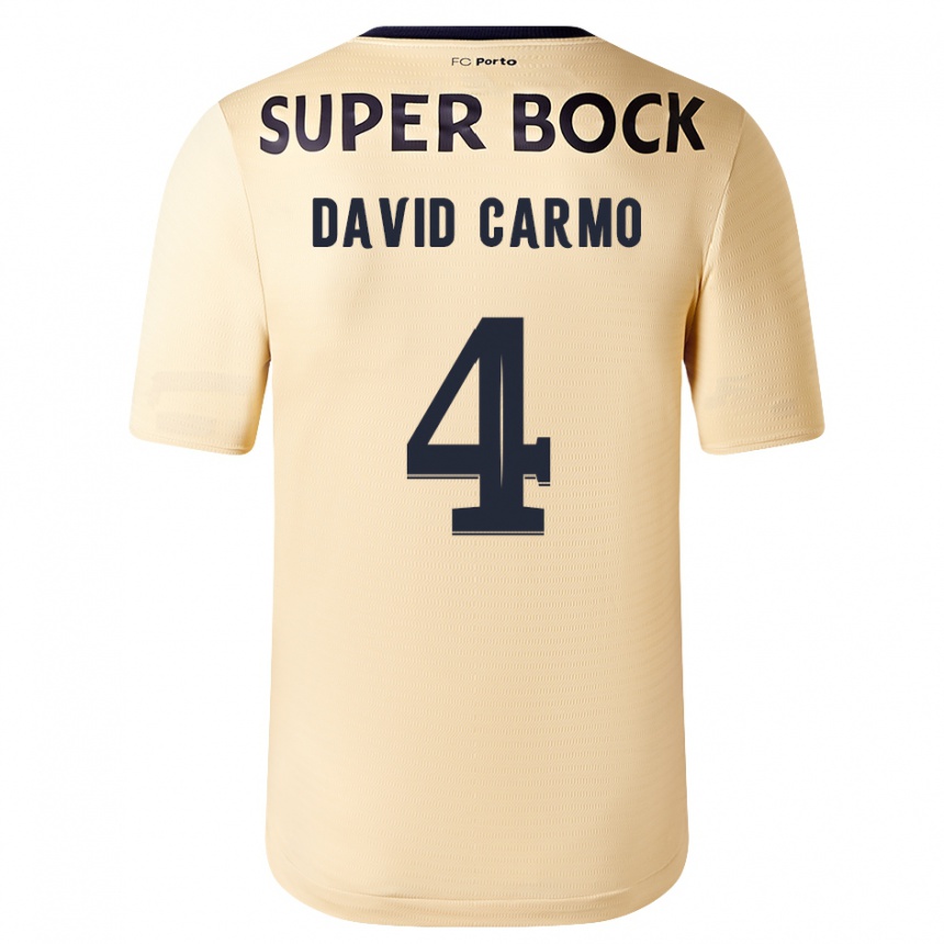 Damen Fußball David Carmo #4 Beige-Gold Auswärtstrikot Trikot 2023/24 T-Shirt Luxemburg