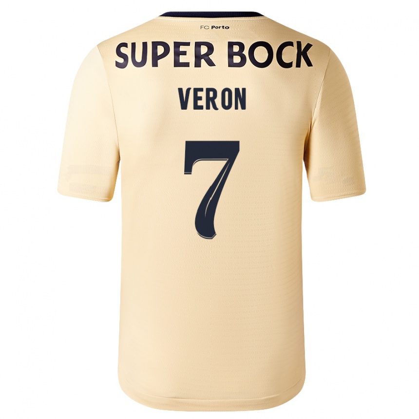 Damen Fußball Gabriel Veron #7 Beige-Gold Auswärtstrikot Trikot 2023/24 T-Shirt Luxemburg