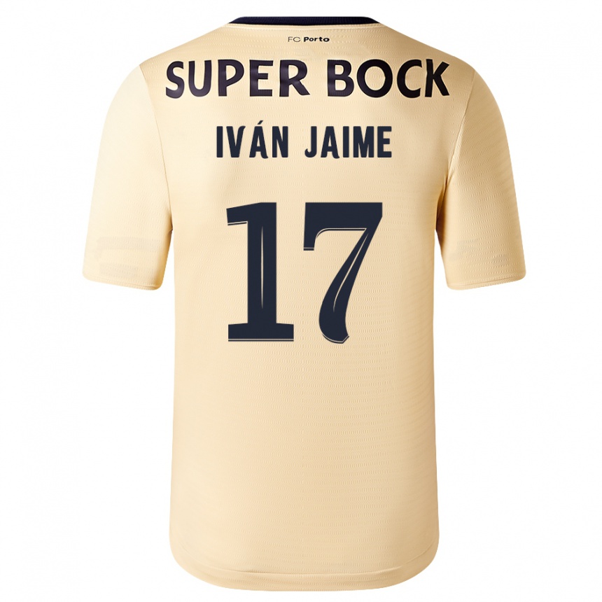 Damen Fußball Iván Jaime #17 Beige-Gold Auswärtstrikot Trikot 2023/24 T-Shirt Luxemburg