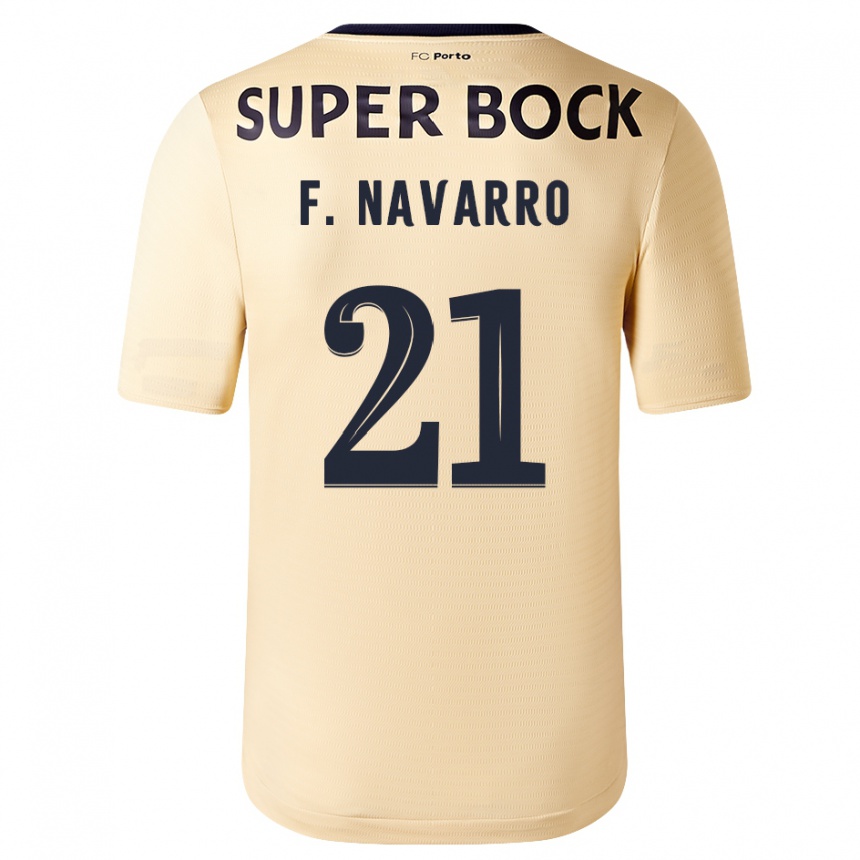 Damen Fußball Fran Navarro #21 Beige-Gold Auswärtstrikot Trikot 2023/24 T-Shirt Luxemburg