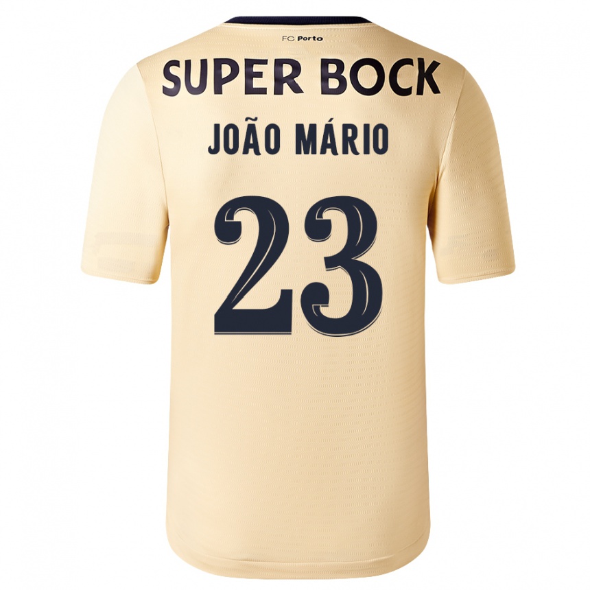 Damen Fußball João Mário #23 Beige-Gold Auswärtstrikot Trikot 2023/24 T-Shirt Luxemburg