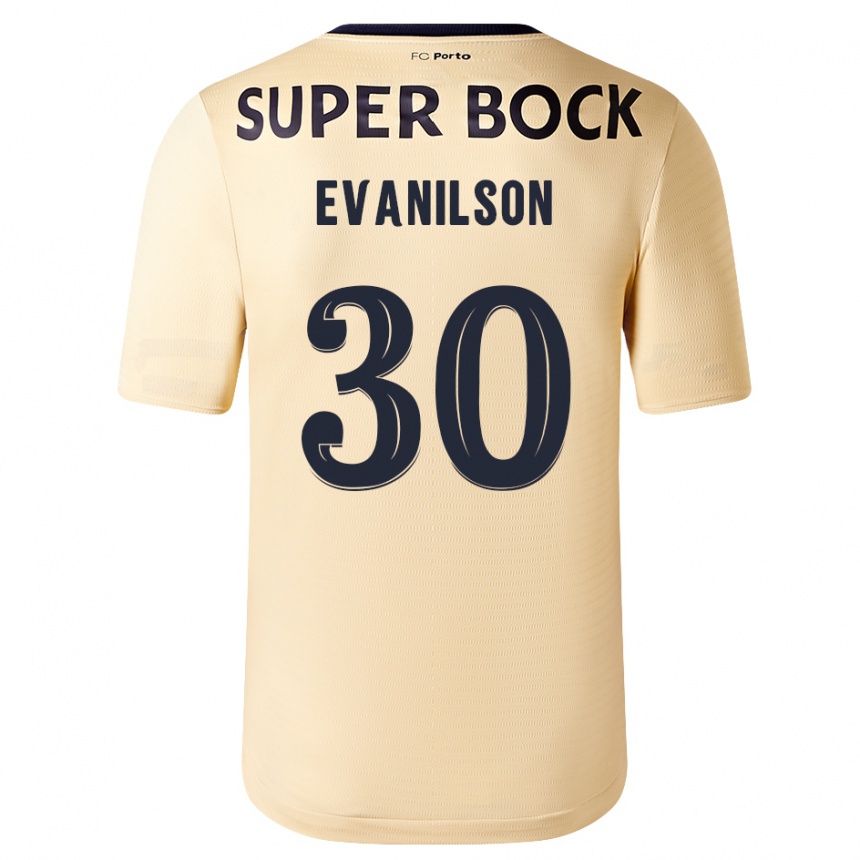 Damen Fußball Evanilson #30 Beige-Gold Auswärtstrikot Trikot 2023/24 T-Shirt Luxemburg