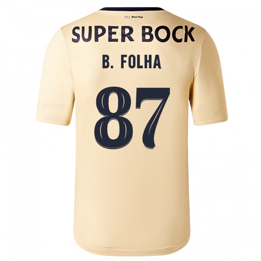 Damen Fußball Bernardo Folha #87 Beige-Gold Auswärtstrikot Trikot 2023/24 T-Shirt Luxemburg