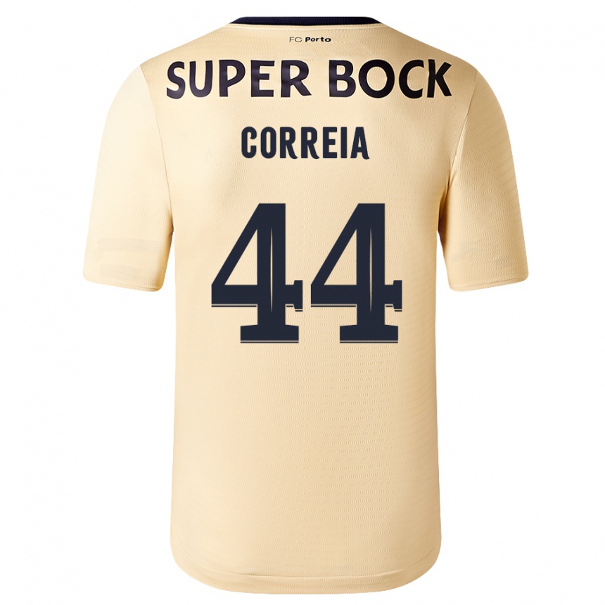 Damen Fußball Romain Correia #44 Beige-Gold Auswärtstrikot Trikot 2023/24 T-Shirt Luxemburg