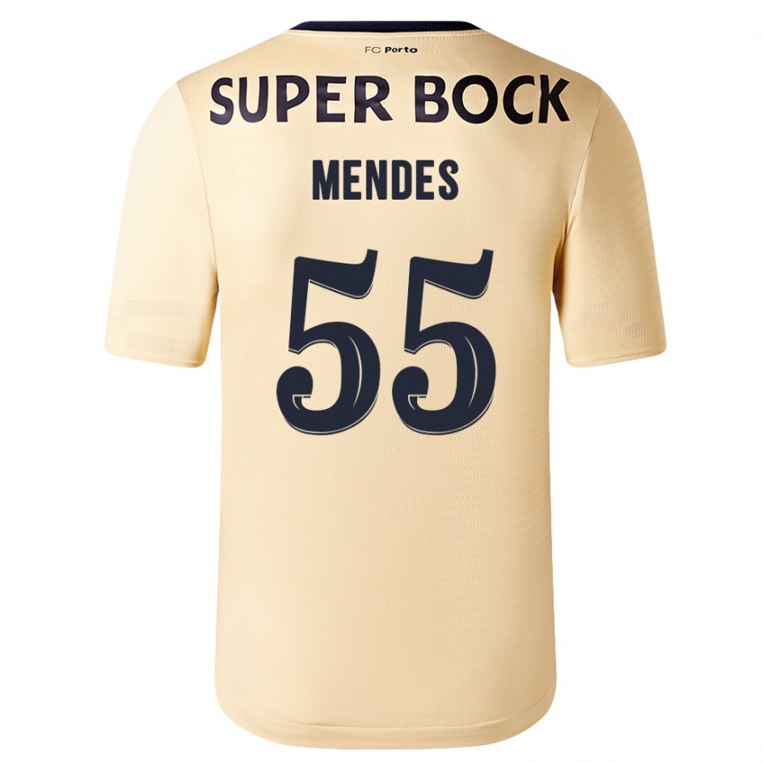 Damen Fußball João Mendes #55 Beige-Gold Auswärtstrikot Trikot 2023/24 T-Shirt Luxemburg