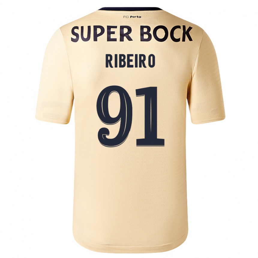 Damen Fußball Gonçalo Ribeiro #91 Beige-Gold Auswärtstrikot Trikot 2023/24 T-Shirt Luxemburg