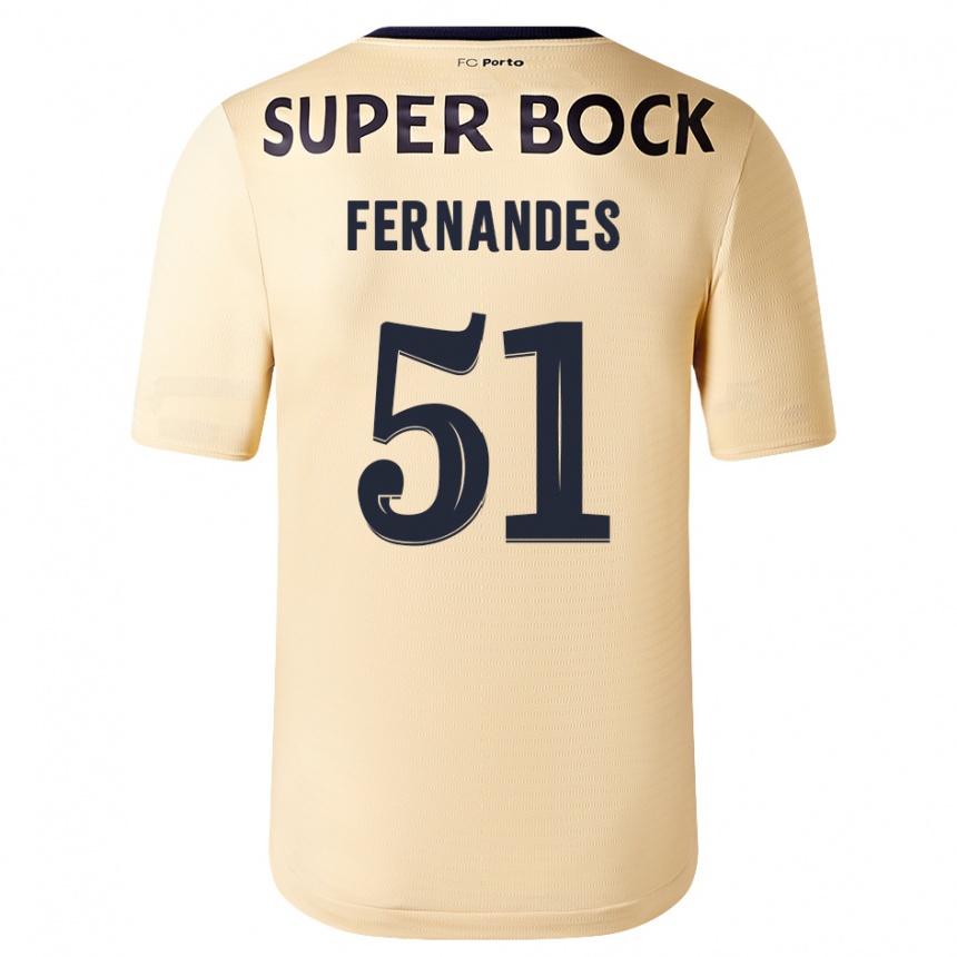 Damen Fußball Diogo Fernandes #51 Beige-Gold Auswärtstrikot Trikot 2023/24 T-Shirt Luxemburg