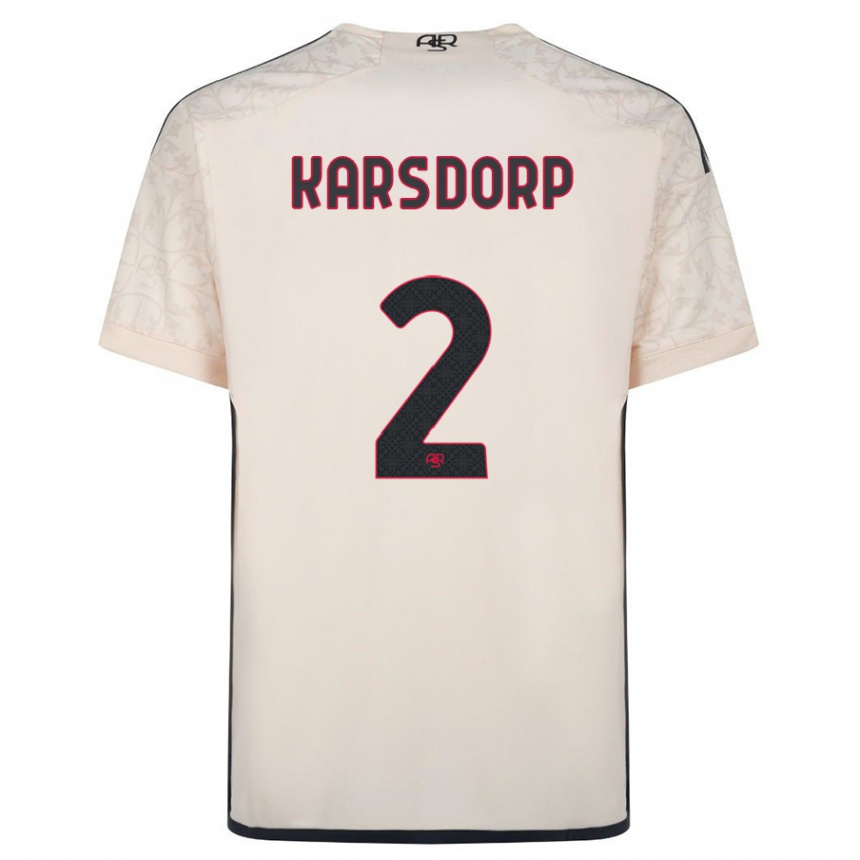 Damen Fußball Rick Karsdorp #2 Cremefarben Auswärtstrikot Trikot 2023/24 T-Shirt Luxemburg