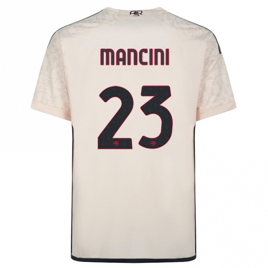 Damen Fußball Gianluca Mancini #23 Cremefarben Auswärtstrikot Trikot 2023/24 T-Shirt Luxemburg