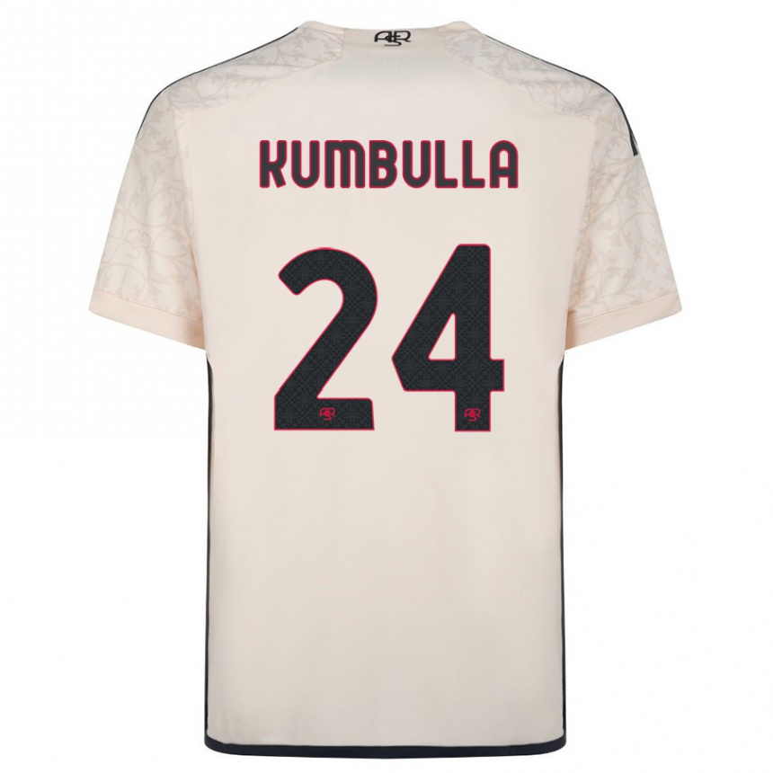 Damen Fußball Marash Kumbulla #24 Cremefarben Auswärtstrikot Trikot 2023/24 T-Shirt Luxemburg