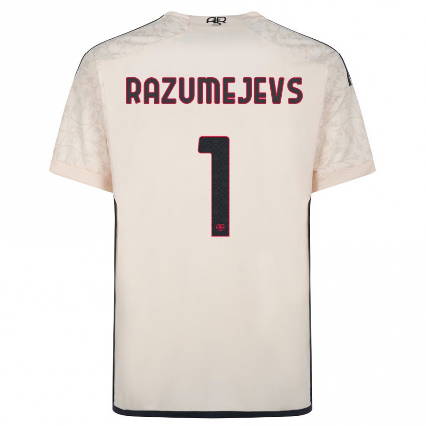 Damen Fußball Vladislavs Razumejevs #1 Cremefarben Auswärtstrikot Trikot 2023/24 T-Shirt Luxemburg