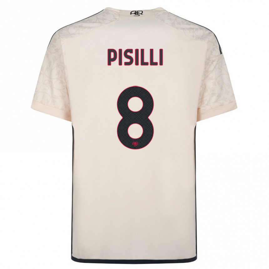 Damen Fußball Niccolò Pisilli #8 Cremefarben Auswärtstrikot Trikot 2023/24 T-Shirt Luxemburg