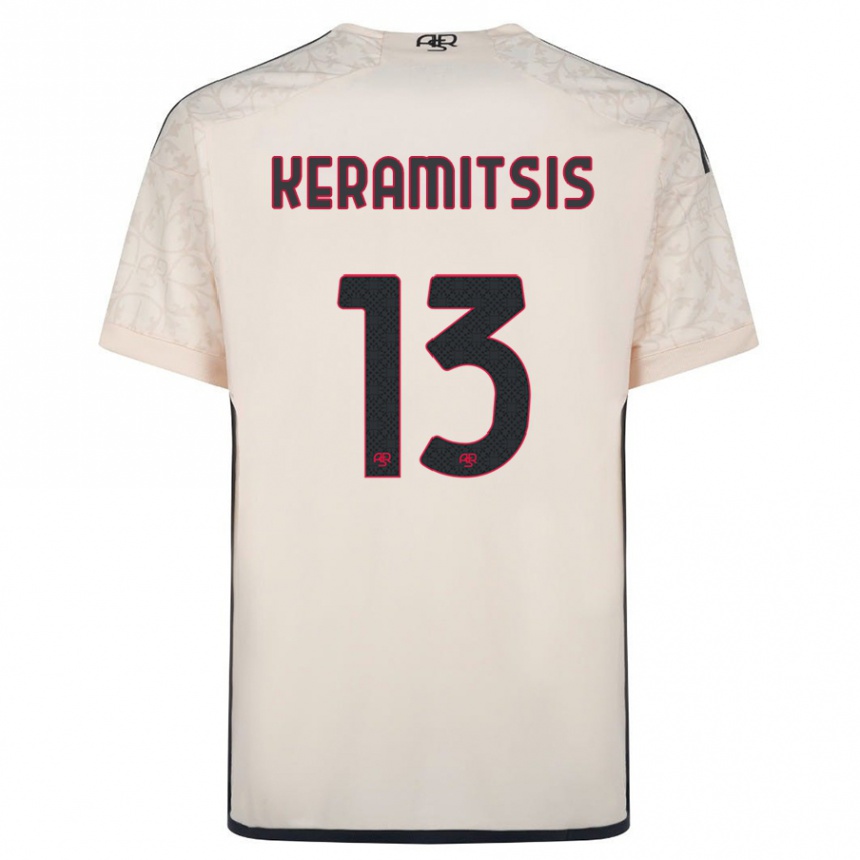 Damen Fußball Dimitrios Keramitsis #13 Cremefarben Auswärtstrikot Trikot 2023/24 T-Shirt Luxemburg