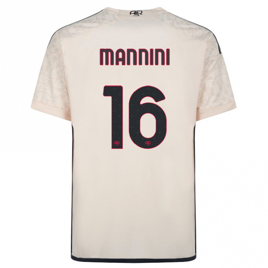 Damen Fußball Mattia Mannini #16 Cremefarben Auswärtstrikot Trikot 2023/24 T-Shirt Luxemburg