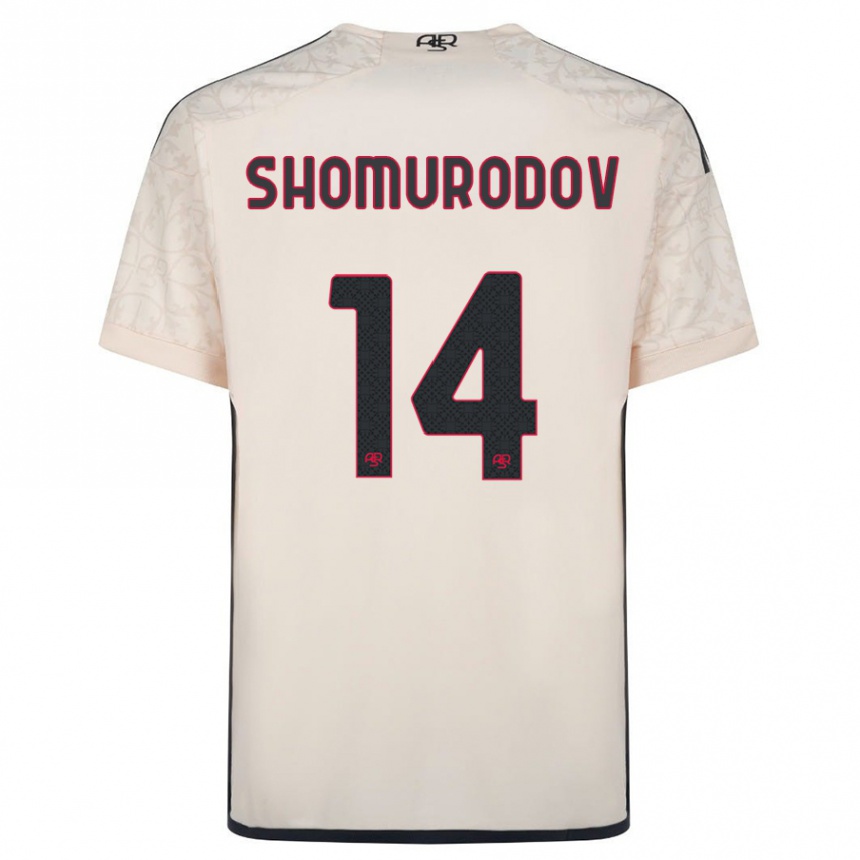 Damen Fußball Eldor Shomurodov #14 Cremefarben Auswärtstrikot Trikot 2023/24 T-Shirt Luxemburg