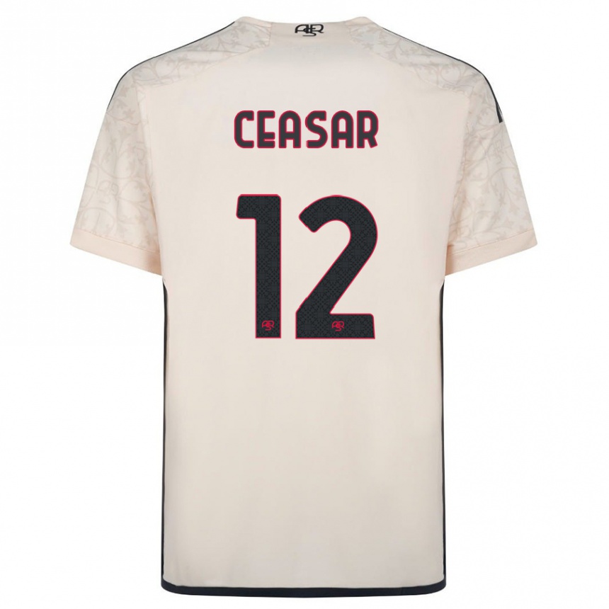 Damen Fußball Camelia Ceasar #12 Cremefarben Auswärtstrikot Trikot 2023/24 T-Shirt Luxemburg