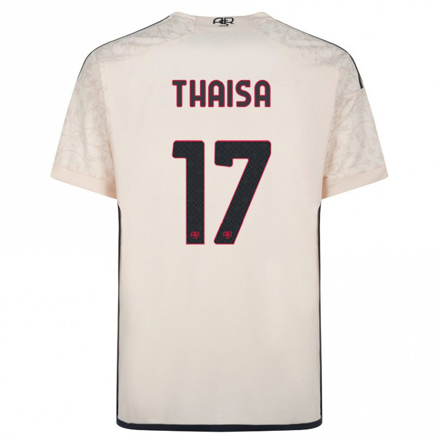 Damen Fußball Thaisa #17 Cremefarben Auswärtstrikot Trikot 2023/24 T-Shirt Luxemburg