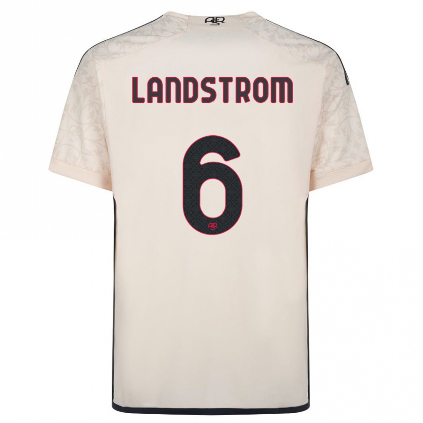 Damen Fußball Elin Landstrom #6 Cremefarben Auswärtstrikot Trikot 2023/24 T-Shirt Luxemburg