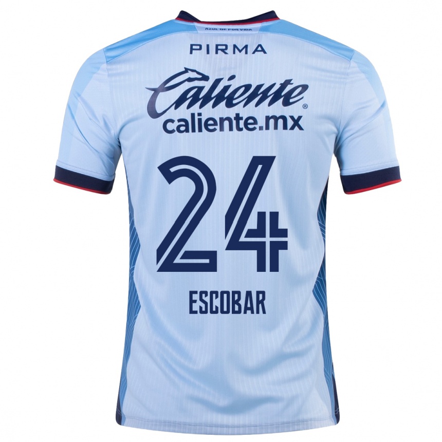 Damen Fußball Juan Escobar #24 Himmelblau Auswärtstrikot Trikot 2023/24 T-Shirt Luxemburg