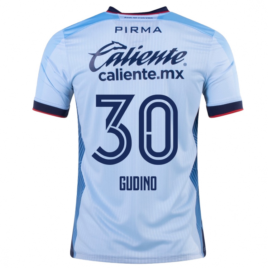 Damen Fußball Andrés Gudiño #30 Himmelblau Auswärtstrikot Trikot 2023/24 T-Shirt Luxemburg