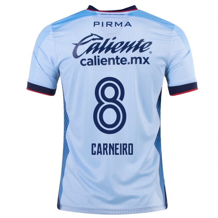 Damen Fußball Gonzalo Carneiro #8 Himmelblau Auswärtstrikot Trikot 2023/24 T-Shirt Luxemburg