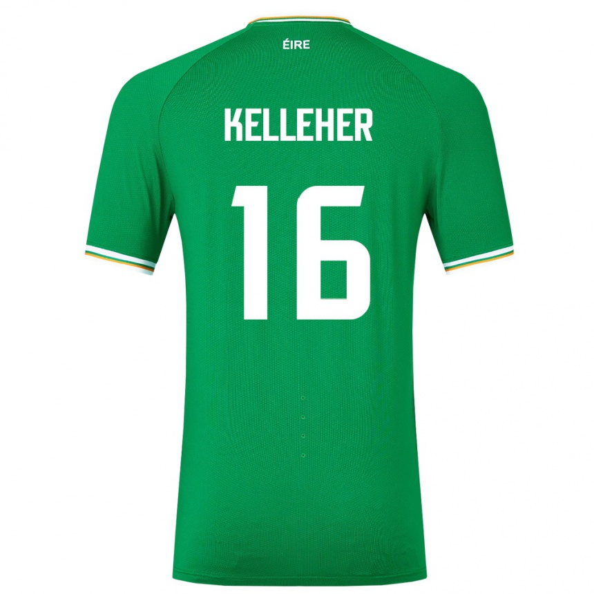 Kinder Fußball Irische Caoimhín Kelleher #16 Grün Heimtrikot Trikot 24-26 T-Shirt Luxemburg