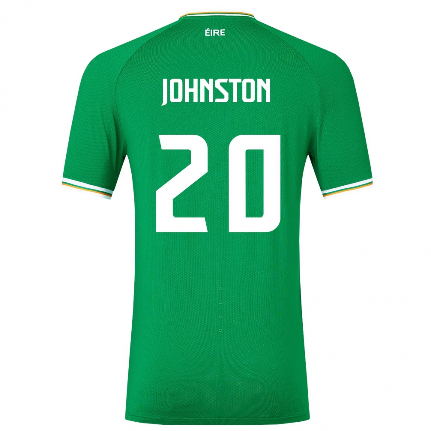 Kinder Fußball Irische Mikey Johnston #20 Grün Heimtrikot Trikot 24-26 T-Shirt Luxemburg