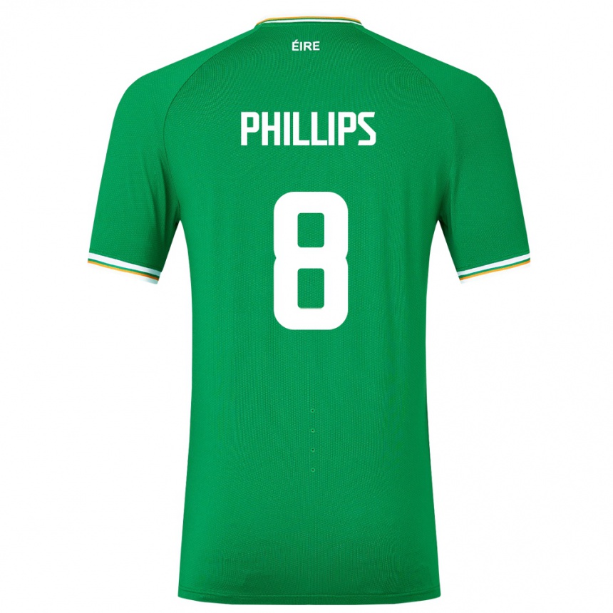 Kinder Fußball Irische Killian Phillips #8 Grün Heimtrikot Trikot 24-26 T-Shirt Luxemburg