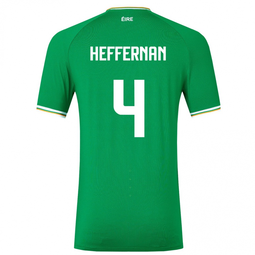 Kinder Fußball Irische Cathal Heffernan #4 Grün Heimtrikot Trikot 24-26 T-Shirt Luxemburg