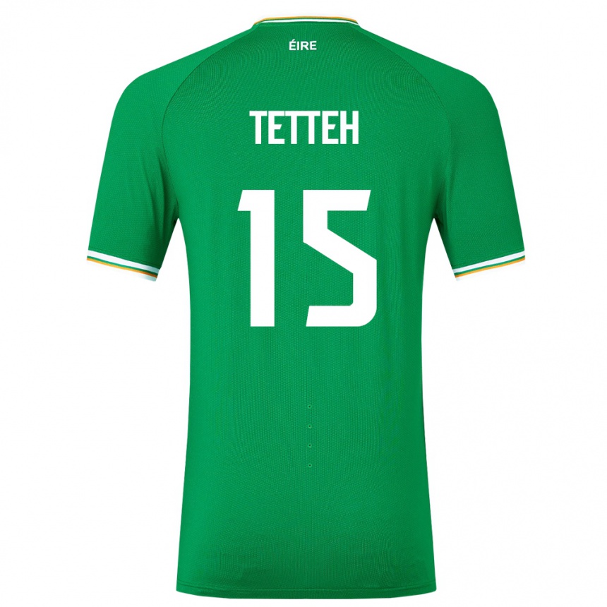 Kinder Fußball Irische Gideon Tetteh #15 Grün Heimtrikot Trikot 24-26 T-Shirt Luxemburg