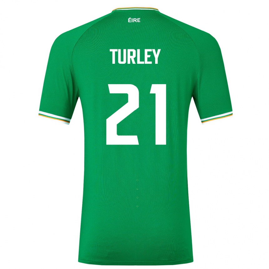 Kinder Fußball Irische Freddie Turley #21 Grün Heimtrikot Trikot 24-26 T-Shirt Luxemburg