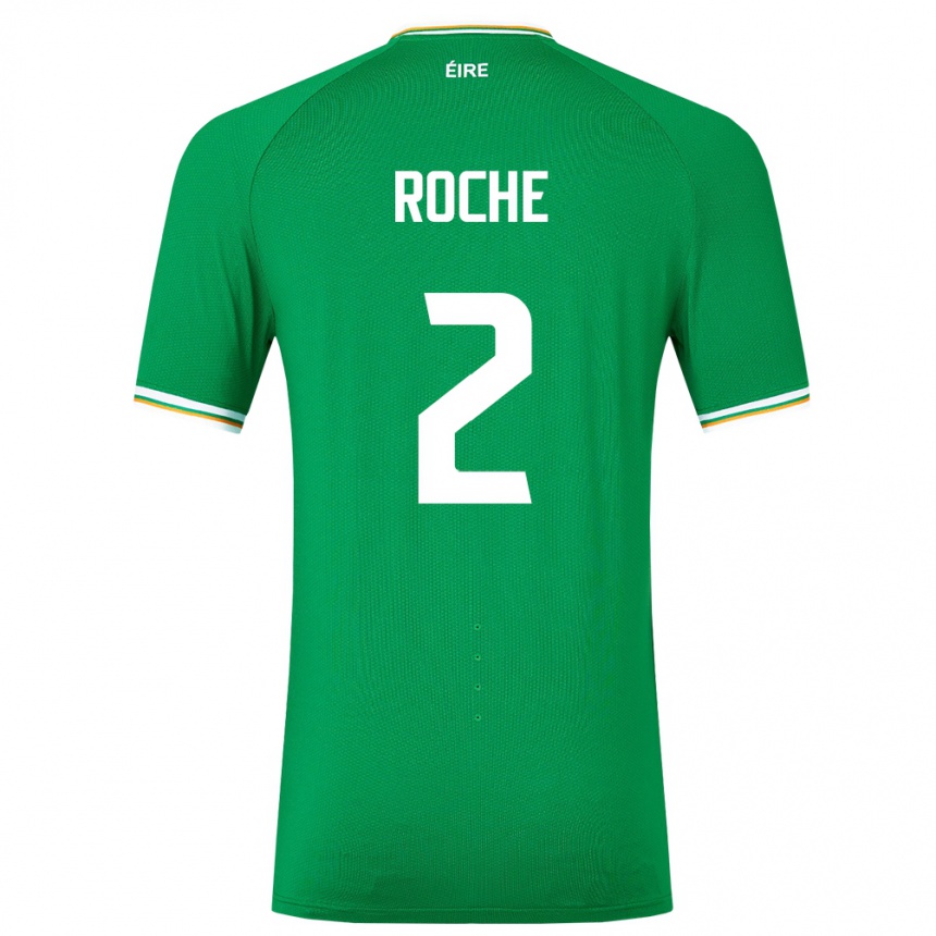 Kinder Fußball Irische James Roche #2 Grün Heimtrikot Trikot 24-26 T-Shirt Luxemburg