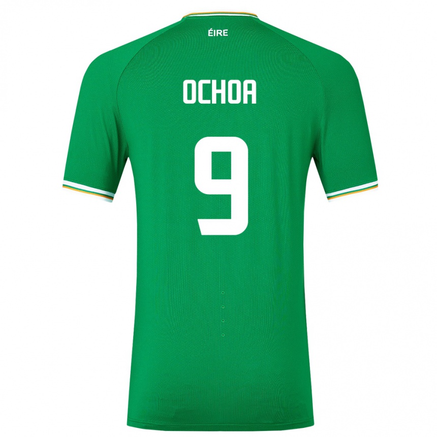 Kinder Fußball Irische Aarón Ochoa #9 Grün Heimtrikot Trikot 24-26 T-Shirt Luxemburg