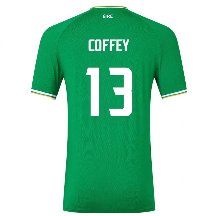 Kinder Fußball Irische Fiachra Coffey #13 Grün Heimtrikot Trikot 24-26 T-Shirt Luxemburg