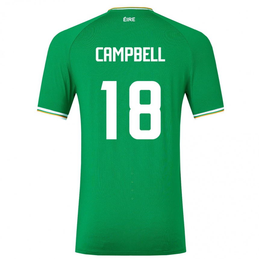 Kinder Fußball Irische Megan Campbell #18 Grün Heimtrikot Trikot 24-26 T-Shirt Luxemburg