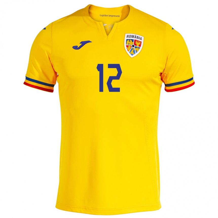 Kinder Fußball Rumänische Horaţiu Moldovan #12 Gelb Heimtrikot Trikot 24-26 T-Shirt Luxemburg