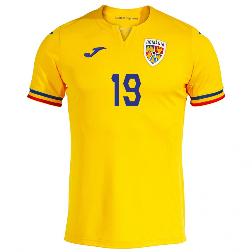 Kinder Fußball Rumänische Olga Iordăchiuși #19 Gelb Heimtrikot Trikot 24-26 T-Shirt Luxemburg