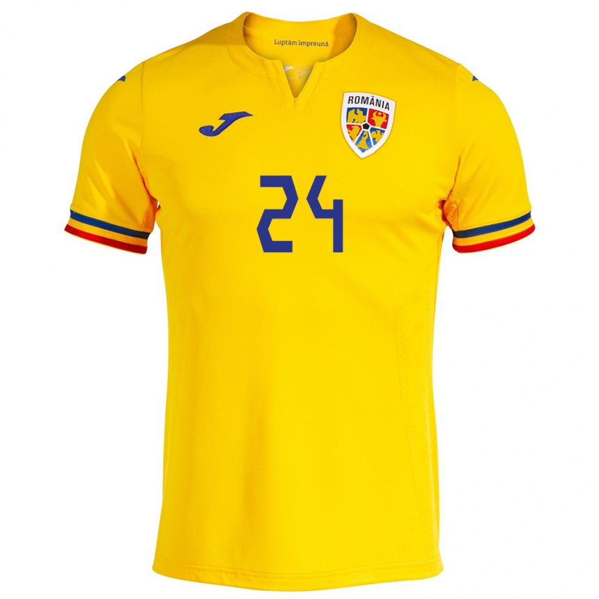 Kinder Fußball Rumänische Mădălina Tătar #24 Gelb Heimtrikot Trikot 24-26 T-Shirt Luxemburg