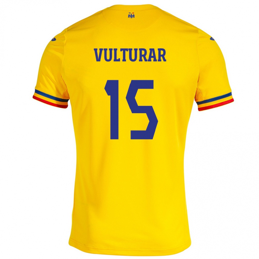 Kinder Fußball Rumänische Cătălin Vulturar #15 Gelb Heimtrikot Trikot 24-26 T-Shirt Luxemburg