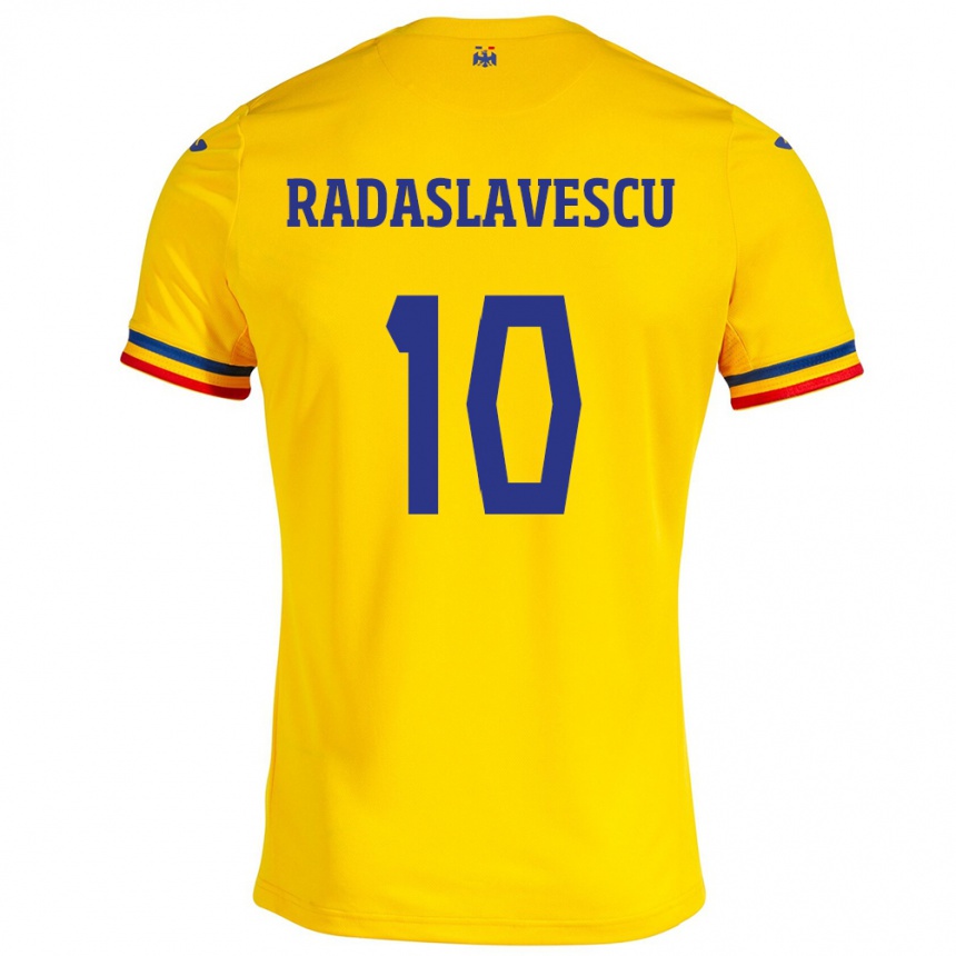 Kinder Fußball Rumänische Eduard Radaslavescu #10 Gelb Heimtrikot Trikot 24-26 T-Shirt Luxemburg